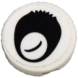 Tile, Round 2 x 2 with Bottom Stud Holder with Black Panda Eye Closed with Fur Pattern (Sticker) - Set 80011
