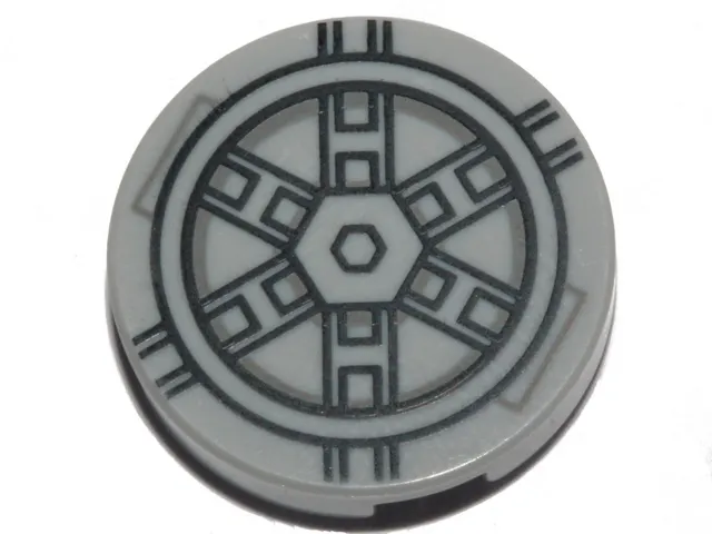 Tile, Round 2 x 2 with Bottom Stud Holder with Black SW TIE Bomber Pattern