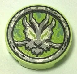 Tile, Round 2 x 2 with Bottom Stud Holder with Airjitzu Ghost Symbol Pattern