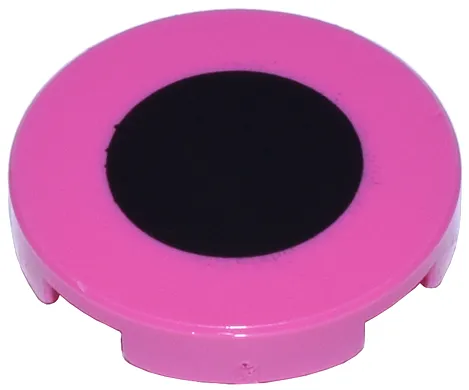 Tile, Round 2 x 2 with Bottom Stud Holder with Centered Black Circle Pattern (Super Mario Birdo Snout End)