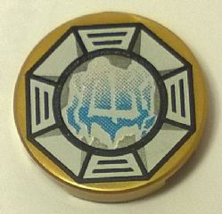 Tile, Round 2 x 2 with Bottom Stud Holder with Airjitzu Ice Symbol in White Octagon Pattern