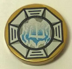 Tile, Round 2 x 2 with Bottom Stud Holder with Airjitzu Ice Symbol in White Octagon Pattern