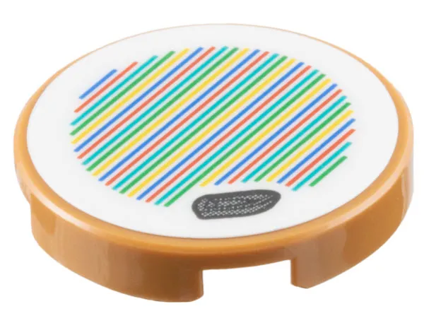 Tile, Round 2 x 2 with Bottom Stud Holder with Super Mario Scanner Code Boat Pattern (Sticker) - Set 71422