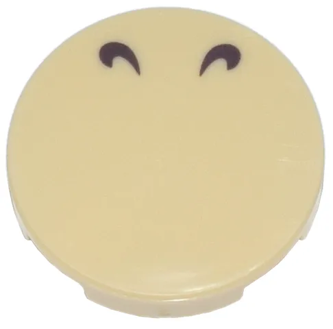 Tile, Round 2 x 2 with Bottom Stud Holder with 2 Dark Brown Curved Lines Pattern (Super Mario Nostrils)