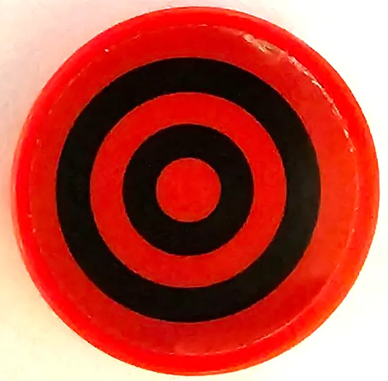 Tile, Round 2 x 2 with Bottom Stud Holder with 2 Black Concentric Circles Target Pattern (Sticker) - Set 41236