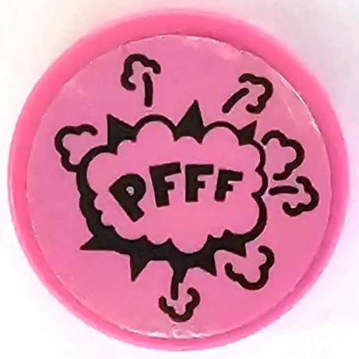 Tile, Round 2 x 2 with Bottom Stud Holder with Black 'PFFF', Starburst Explosion and Smoke Cloud Pattern (Sticker) - Set 41236
