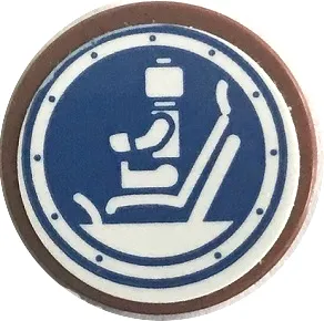 Tile, Round 2 x 2 with Bottom Stud Holder with White Minifigure on Seat in Blue Jurassic World Gyrosphere Pattern (Sticker) - Set 75941