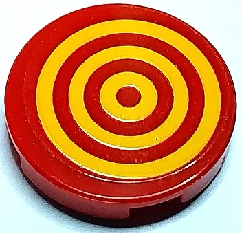 Tile, Round 2 x 2 with Bottom Stud Holder with 3 Bright Light Orange Concentric Circles Target Pattern (Sticker) - Set 70429
