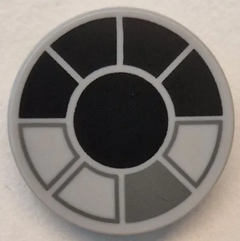 Tile, Round 2 x 2 with Bottom Stud Holder with Black and Dark Bluish Gray SW Millennium Falcon Cockpit Pattern