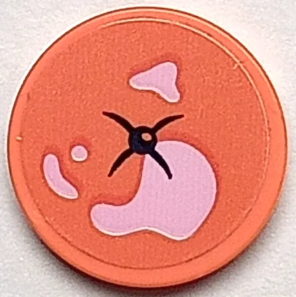 Tile, Round 2 x 2 with Bottom Stud Holder with Cushion with Black Button, Bright Pink Paint Splotches Pattern (Sticker) - Set 41739