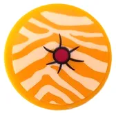 Tile, Round 2 x 2 with Bottom Stud Holder with Cushion with White Animal Print Stripes, Magenta Button and Black Creases Pattern (Sticker) - Set 41400