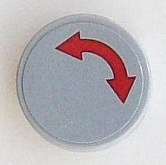 Tile, Round 2 x 2 with Bottom Stud Holder with Red Curved Arrow Double on Light Bluish Gray Background Pattern (Sticker) - Set 60098