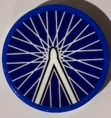 Tile, Round 2 x 2 with Bottom Stud Holder with White London Eye Ferris Wheel Spokes Pattern (Sticker) - Set 854012