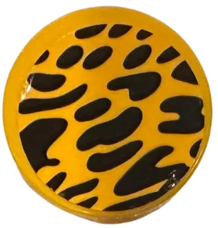 Tile, Round 2 x 2 with Bottom Stud Holder with Black Animal Print Spots Pattern (Sticker) - Set 41254