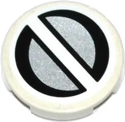 Tile, Round 2 x 2 with Bottom Stud Holder with 2 Silver Half Circles Pattern (Sticker) - Set 70737