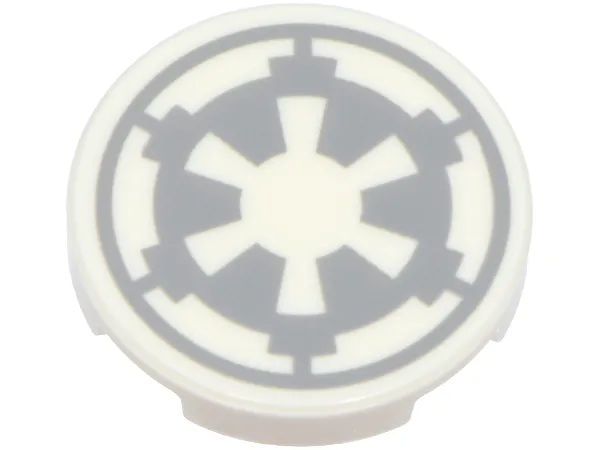 Tile, Round 2 x 2 with Bottom Stud Holder with Light Bluish Gray SW Imperial Logo Pattern