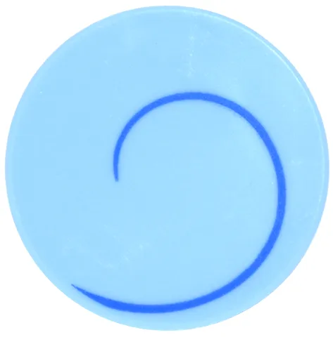 Tile, Round 2 x 2 with Bottom Stud Holder with Blue Spiral Pattern Model Right Side