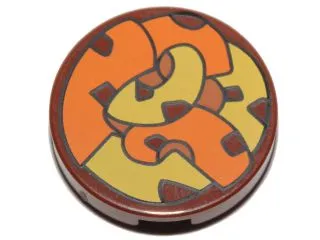 Tile, Round 2 x 2 with Bottom Stud Holder with Orange and Yellow Tentacles Pattern