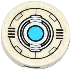 Tile, Round 2 x 2 with Bottom Stud Holder with Grilles, Black and Silver Circles and Medium Azure Light Pattern (Sticker) - Set 70173