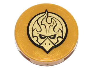 Tile, Round 2 x 2 with Bottom Stud Holder with Gold Chima Eagle Emblem Pattern (Sticker) - Set 70146