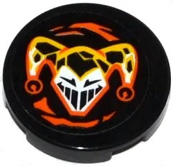 Tile, Round 2 x 2 with Bottom Stud Holder with Jester's Head Pattern (Sticker) - Set 70314