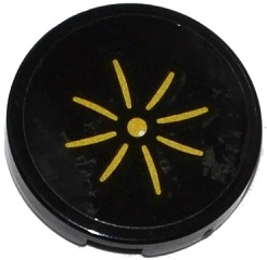 Tile, Round 2 x 2 with Bottom Stud Holder with Cushion with Gold Button Pattern (Sticker) - Set 41135