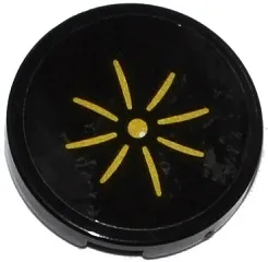 Tile, Round 2 x 2 with Bottom Stud Holder with Cushion with Gold Button Pattern (Sticker) - Set 41135