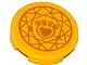 Tile, Round 2 x 2 with Bottom Stud Holder with Gold Paw Print with Heart and Circular Geometric Pattern (Sticker) - Set 41142