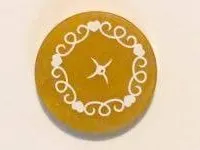 Tile, Round 2 x 2 with Bottom Stud Holder with Cushion with White Button, Hearts and Swirls on Transparent Background Pattern (Sticker) - Set 41101