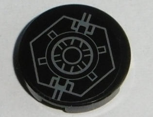 Tile, Round 2 x 2 with Bottom Stud Holder with SW Hexagon with Circles Pattern (Sticker) - Set 75101