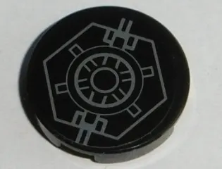 Tile, Round 2 x 2 with Bottom Stud Holder with SW Hexagon with Circles Pattern (Sticker) - Set 75101