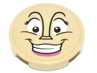 Tile, Round 2 x 2 with Bottom Stud Holder with Wardrobe Female Face Pattern (Sticker) - Set 41067