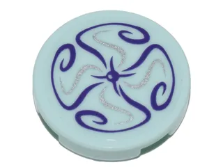 Tile, Round 2 x 2 with Bottom Stud Holder with Silver and Dark Purple Swirls Pattern (Sticker) - Set 41180