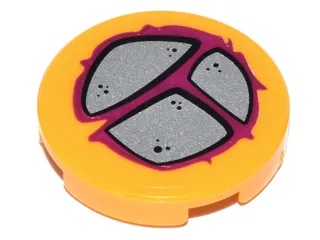 Tile, Round 2 x 2 with Bottom Stud Holder with Silver and Magenta Stepping Stones Pattern (Sticker) - Set 41179