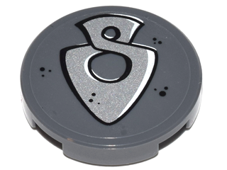 Tile, Round 2 x 2 with Bottom Stud Holder with Silver Elves Arrowhead Pattern (Sticker) - Set 41179