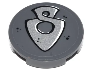 Tile, Round 2 x 2 with Bottom Stud Holder with Silver Elves Arrowhead Pattern (Sticker) - Set 41179