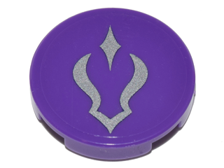 Tile, Round 2 x 2 with Bottom Stud Holder with Silver Curved Shadow Symbol on Transparent Background Pattern (Sticker) - Set 41179