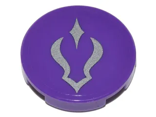 Tile, Round 2 x 2 with Bottom Stud Holder with Silver Curved Shadow Symbol on Transparent Background Pattern (Sticker) - Set 41179