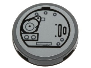 Tile, Round 2 x 2 with Bottom Stud Holder with SW AT-ST Hatch Pattern 1 (Sticker) - Set 75153