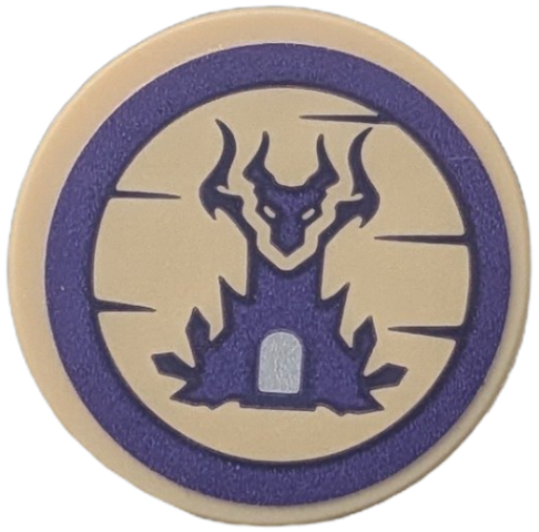 Tile, Round 2 x 2 with Bottom Stud Holder with Treehouse and Ox Head Pattern (Sticker) - Set 41177