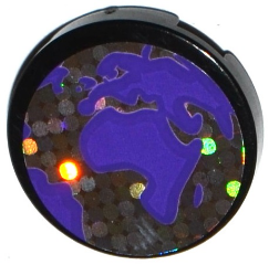 Tile, Round 2 x 2 with Bottom Stud Holder with Dark Purple Flat Earth Map Pattern (Sticker) - Set 41130