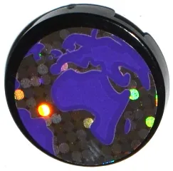 Tile, Round 2 x 2 with Bottom Stud Holder with Dark Purple Flat Earth Map Pattern (Sticker) - Set 41130