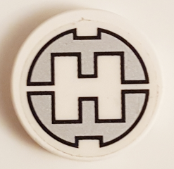 Tile, Round 2 x 2 with Bottom Stud Holder with Hero Factory 'H' Pattern (Sticker) - Set 44014