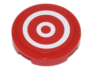 Tile, Round 2 x 2 with Bottom Stud Holder with Red and White Concentric Circles (Bullseye) Pattern (Sticker) - Set 10244