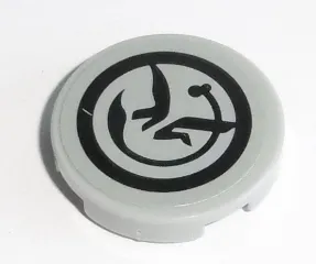 Tile, Round 2 x 2 with Bottom Stud Holder with Black Yoda's Jedi Starfighter Symbol Pattern (Sticker) - Set 75168