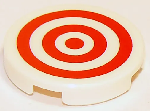 Tile, Round 2 x 2 with Bottom Stud Holder with Red Concentric Circles / Target Pattern