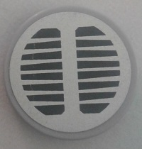 Tile, Round 2 x 2 with Bottom Stud Holder with Black Grille on Silver Background Pattern (Sticker) - Set 70134