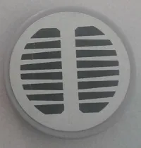 Tile, Round 2 x 2 with Bottom Stud Holder with Black Grille on Silver Background Pattern (Sticker) - Set 70134