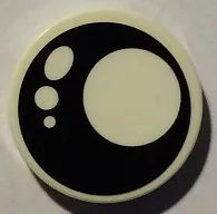 Tile, Round 2 x 2 with Bottom Stud Holder with Black Eye with White Pupil and 3 White Circles Pattern Model Right Side (Sticker) - Set 40234
