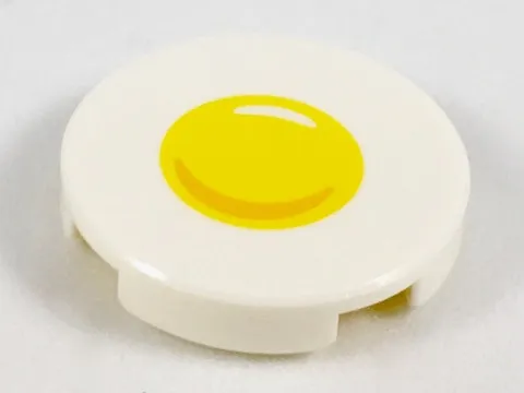 Tile, Round 2 x 2 with Bottom Stud Holder with Egg Yolk Pattern